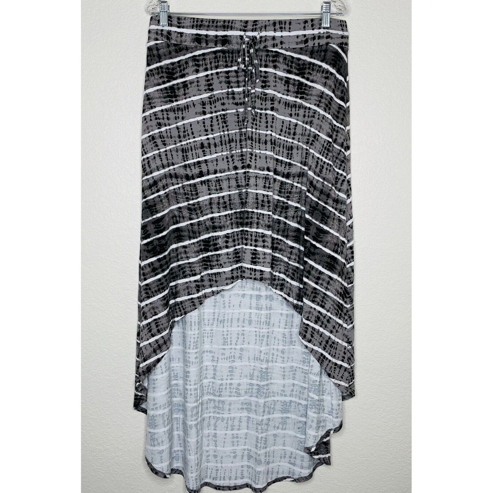 Torrid Skirt Sz 0 Gray Tie Dye Elastic Drawstring Pull On Waist High Low Stretch
